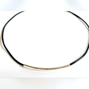 NWT BLACK SUEDE CHOKER NECKLACE WITH SILVER CYLINDER FOCAL POINT!